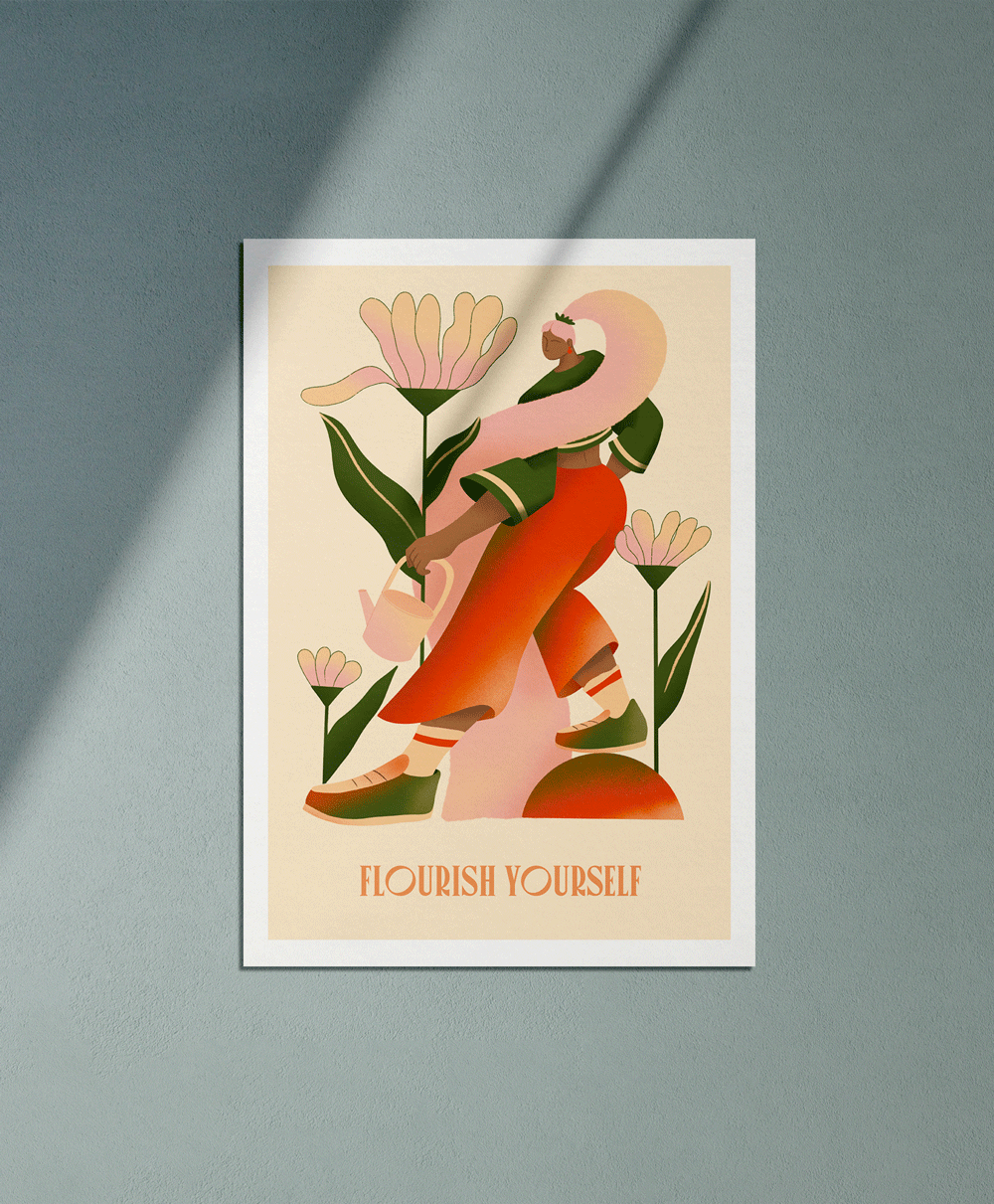 Flourish yourself - Illustration poster - Biarritz